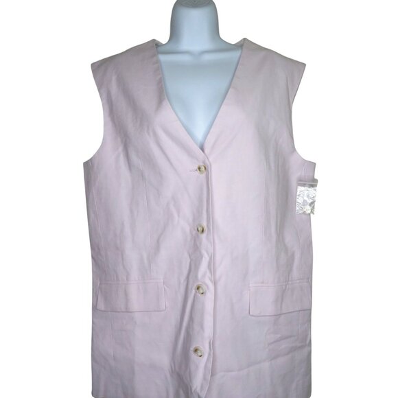Topshop Womens Light Pink Button-Front Vest Pockets Adjustable Back Size US 6 - Picture 1 of 11